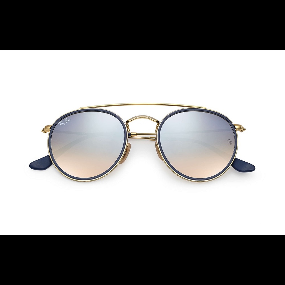 Ray ban double bridge sunglasses navy and gold